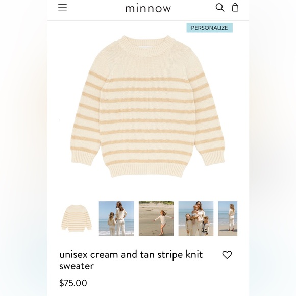 Kids Minnow Cream and Tan Sweater - Picture 1 of 7